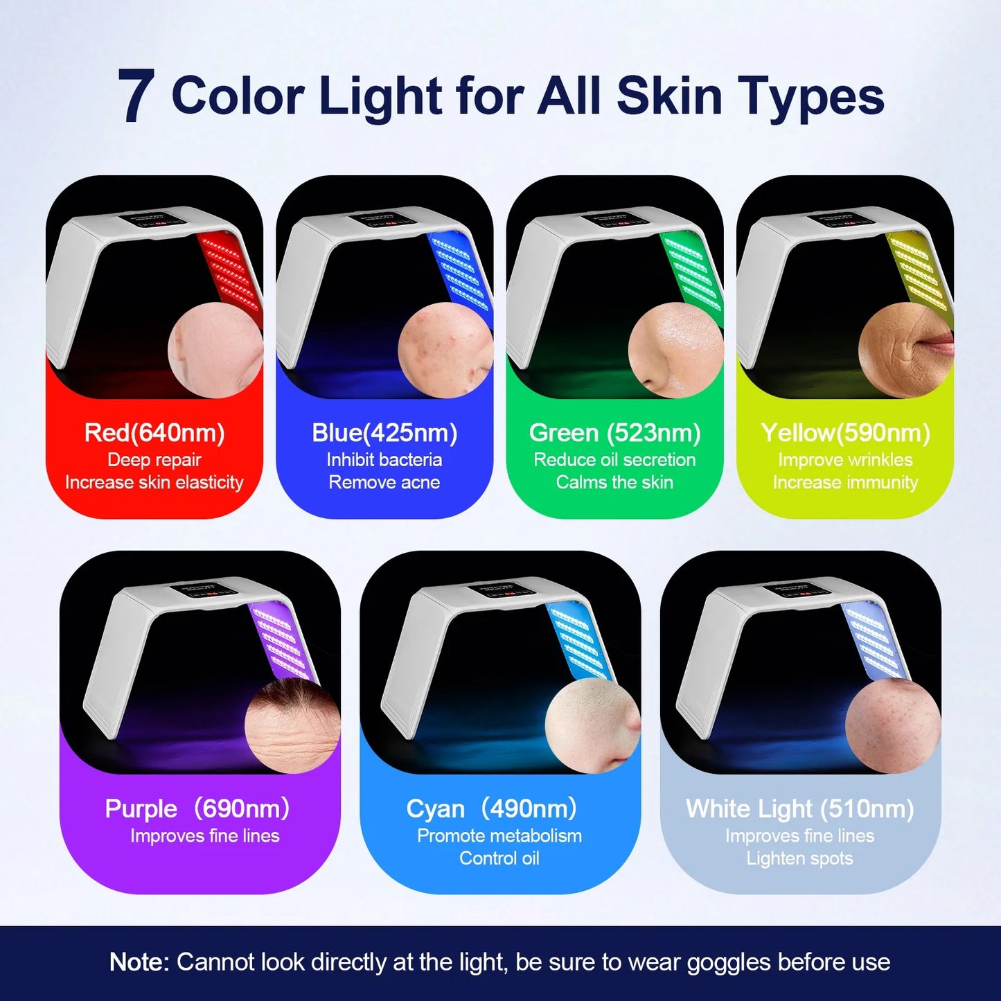 Foreverlily 7 LED Photon Facial And Body Skin Rejuvenation Device