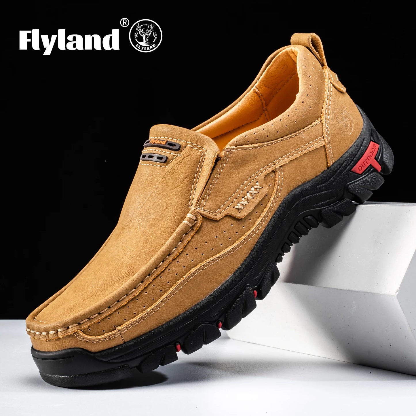 FLYLAND Original Men'S Loafers Handmade Shoes Business Casual Shoes Slip-On Ankle Boots Dress Boots