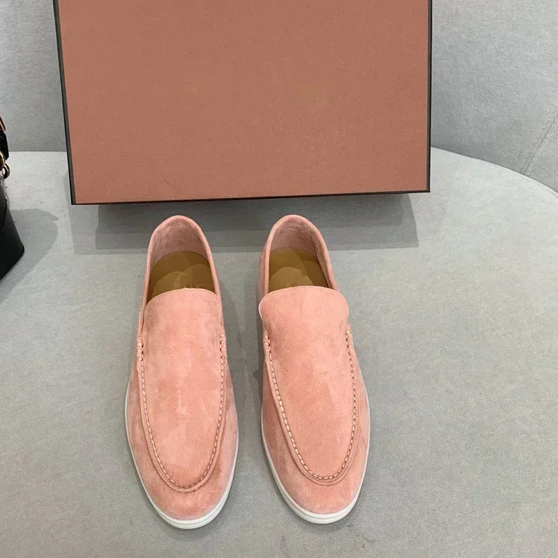 Suede Leather Women Loafers Casual Soft Sole Flats