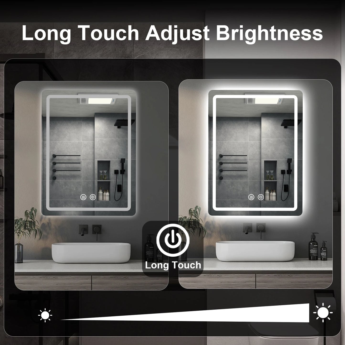 Mygiivovo LED Backlit Fogless Bathroom Vanity Mirror