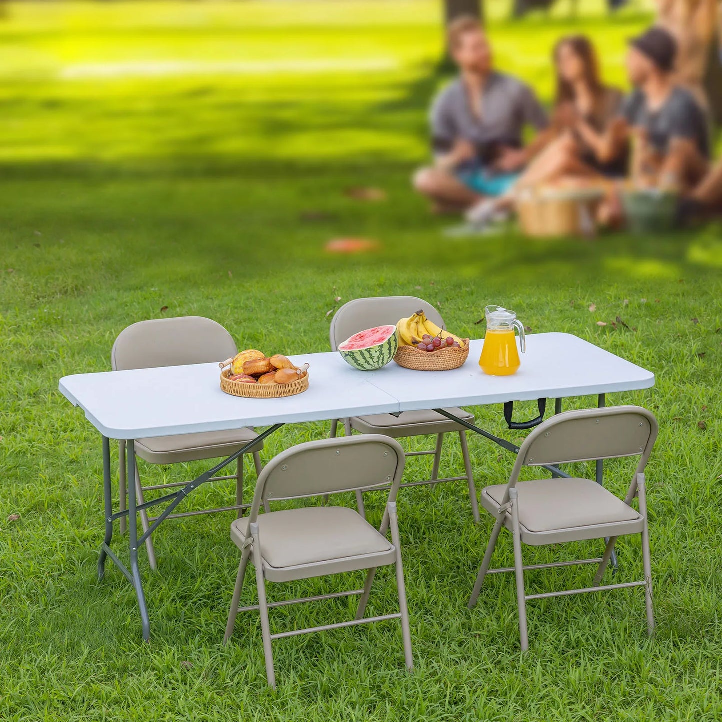 JHK Portable Folding Table With Carry Handle For Outdoor Use