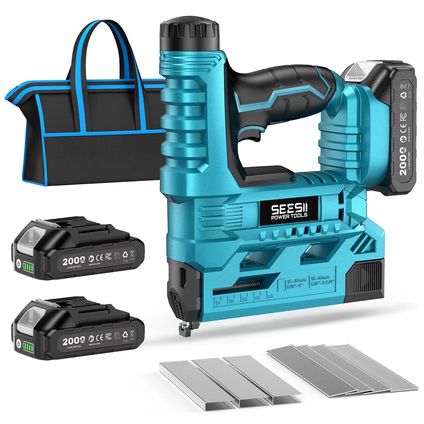 SEESII 18 Gauge Cordless Brad Nail Gun 1000 Brad Nails Cordless Stapler Framing Nailer Furniture Power Tool With 2pcs Battery - Louie's Joint 
