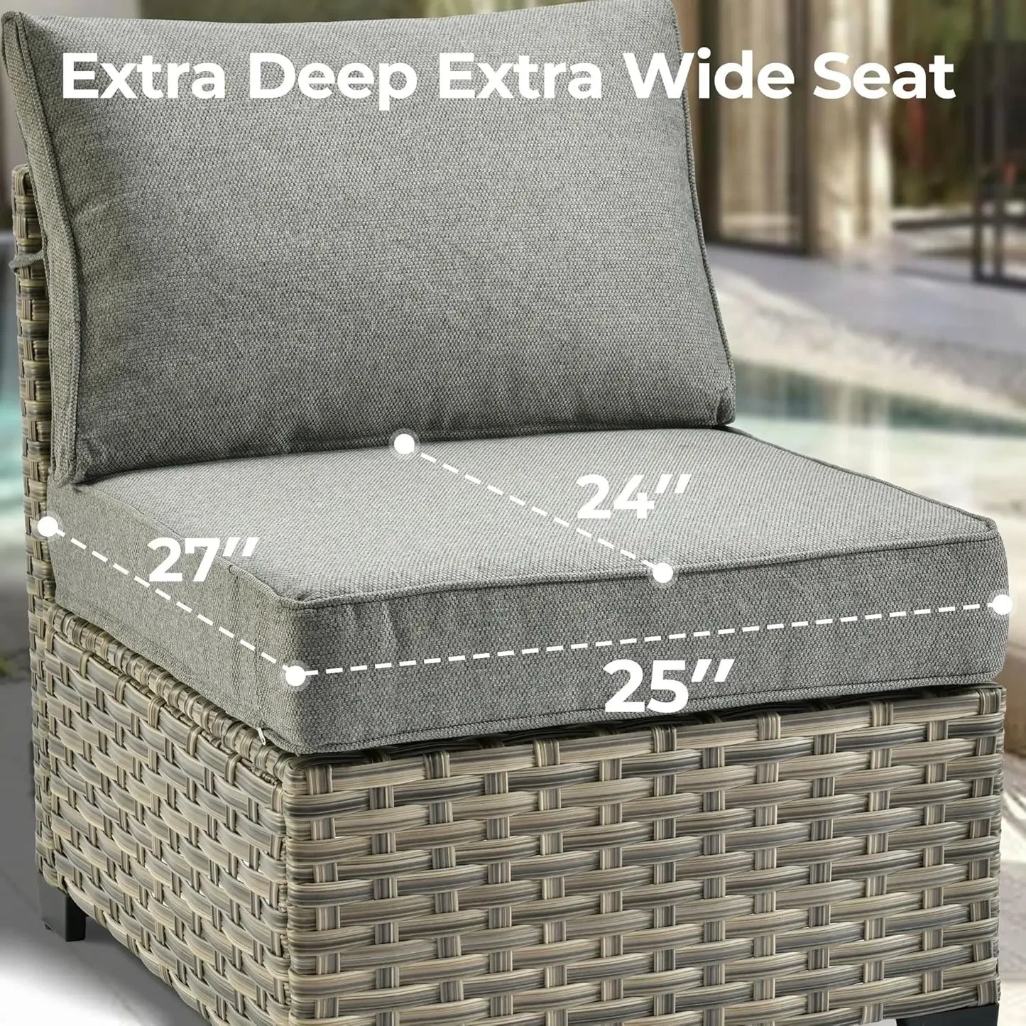 Outdoor Sectional Patio Furniture Set 6-Piece Wicker Conversation Sofa