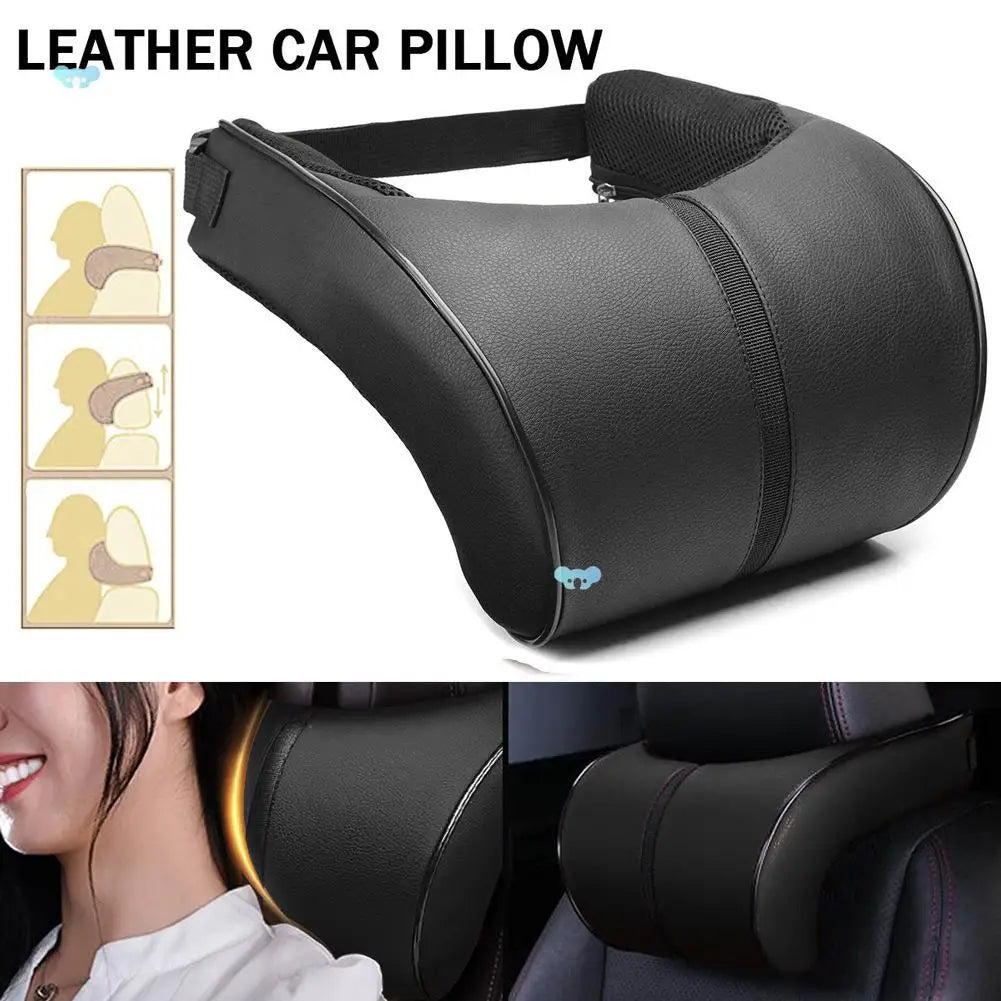 Adjustable Breathable Car Headrest Memory Cotton Car Cushion Leather Neck Pillow Car Waist Pad Automotive Decorative Products - Louie's Joint 