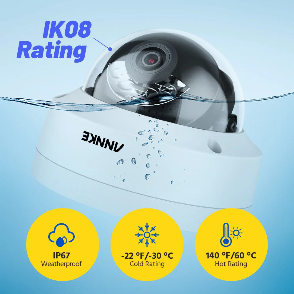 ANNKE 4K Smart Dual Light Network Camera IP67 IK08 Built-in Mic 8MP POE IP Cameras Motion detection H.265+ Smart Home 4mm - Louie's Joint 