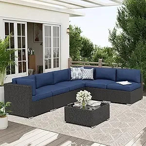 Outdoor Patio Sofa Set In Rattan Wicker With Glass Table