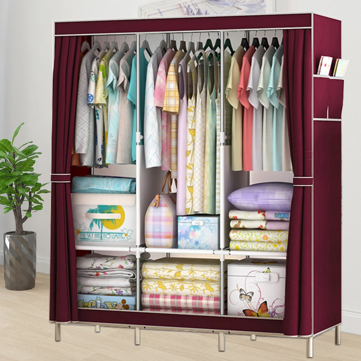 Closet Wardrobe Organizer Storage Rack Portable Clothes Shoe Clothing Shelf Dustproof Non-woven Fabric Quick and Easy to Assembl - Louie's Joint 