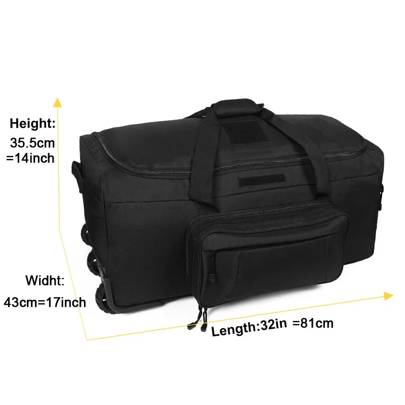 Q CN Tactical Duffel Bag Rolling Luggage for Heavy Duty Travel