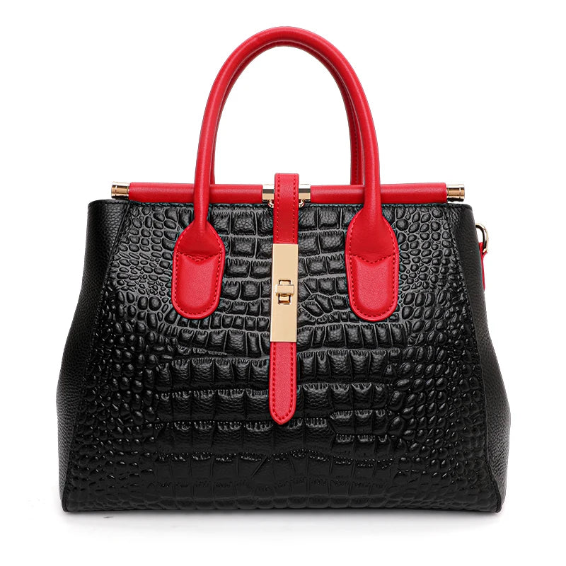 Aidrani Crocodile Pattern Women's Handbag Genuine Leather Tote
