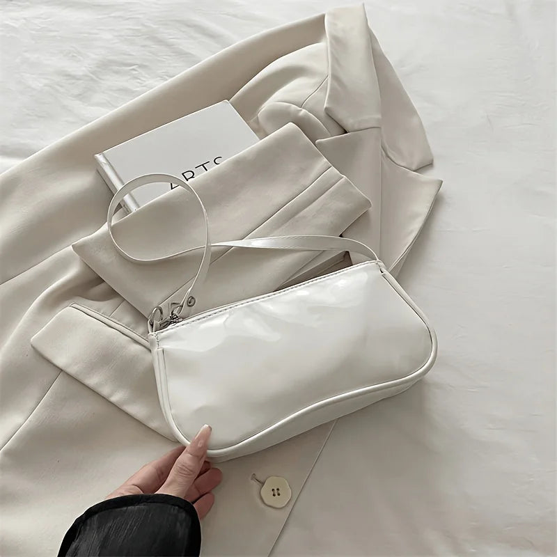 Retro Solid Color PU Leather Shoulder Bag Fashionable Women's Casual Designer Hobo Underarm Bag Handbag