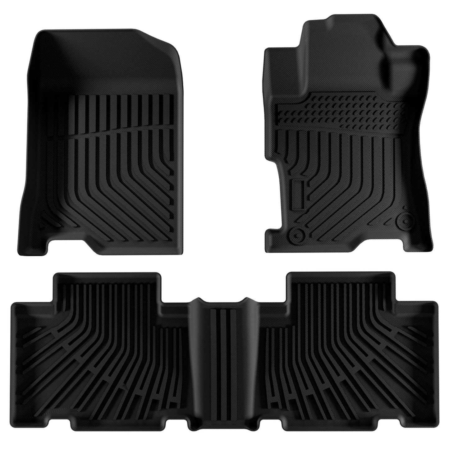 3PCS All Weather Rubber Car Floor Mats For Accord 8th Gen 2008-2013 3D Raised Edges Waterproof Non-Slip Heavy Duty Car Mats Flexible Floor Liners