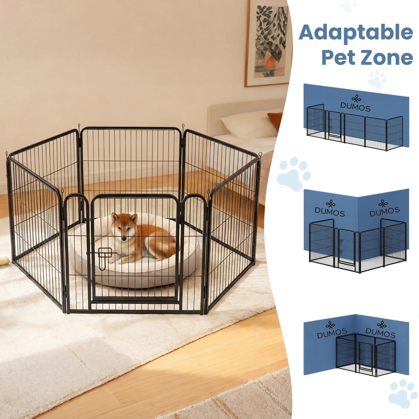 JHK 6 Panels Metal Dog Playpen Pet Fence 24 Inch to 40 Inch Foldable Large Dog Puppy Exercise for Yard Gate Camping Outdoor - Louie's Joint 