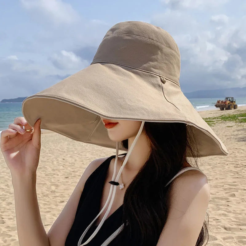 Wide Brim UPF 50+ Sun Hat Women Anti-UV Protection Hiking Fisherman Cap Fold Summer Solid Beach Hat 2023 Double sided Sun hat - Louie's Joint 