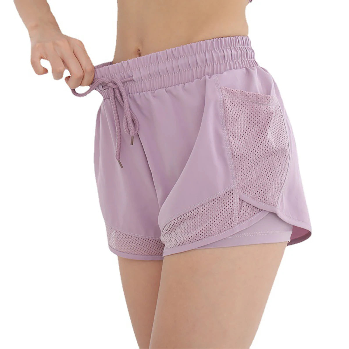 2 In 1 Running Athletic Shorts High Waisted Mesh Liner