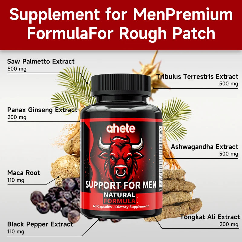 Men's Energy Supplement - Innovative Natural Formula With Maca Root, Ashwagandha, Indian Pepper & Ginseng Concentration Capsules - Louie's Joint 