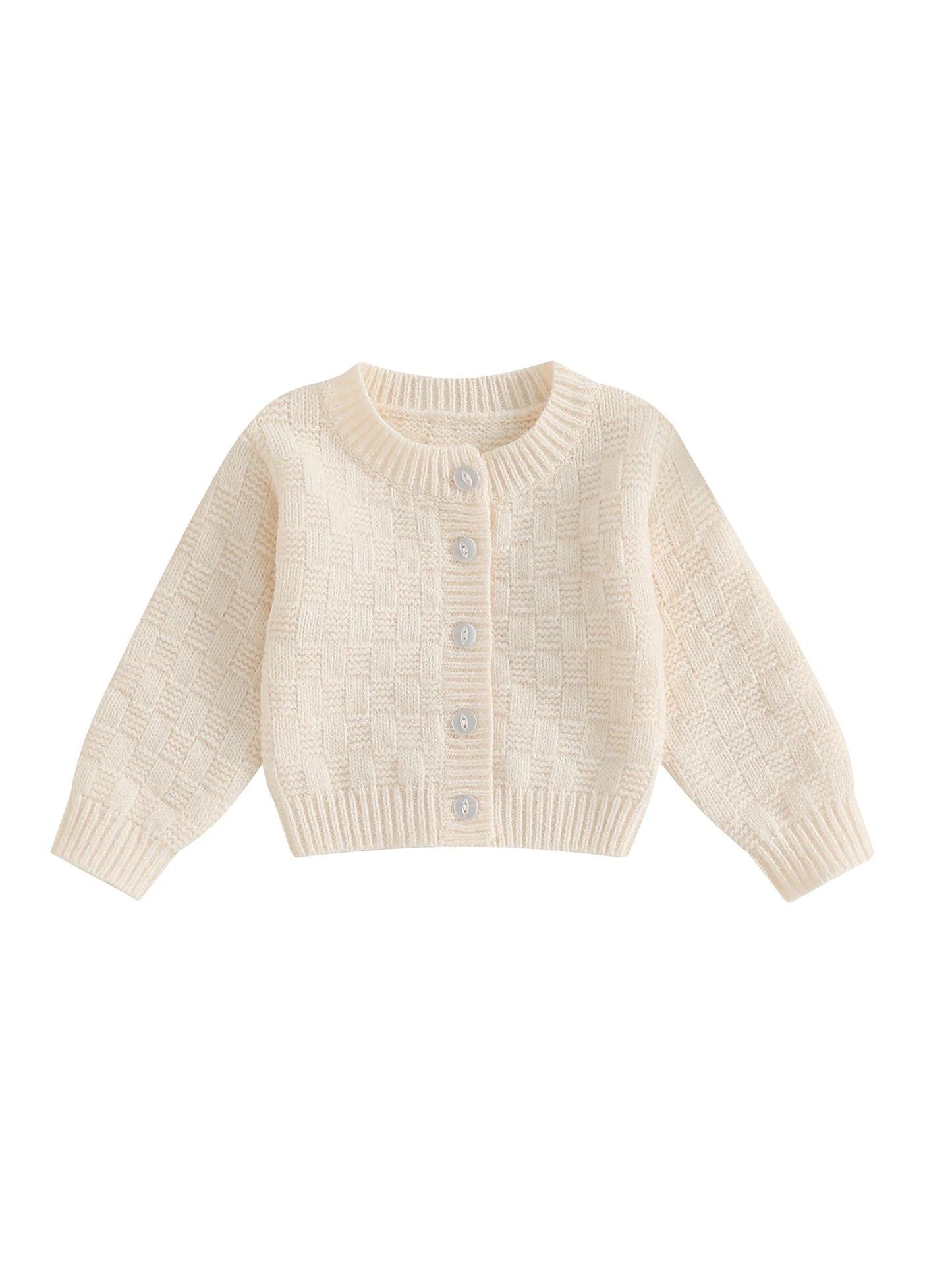 Unisex Kids Cable Knit Long Sleeve Cardigan For Autumn Winter