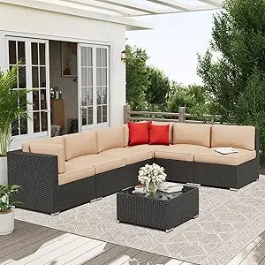 Outdoor Patio Sofa Set In Rattan Wicker With Glass Table