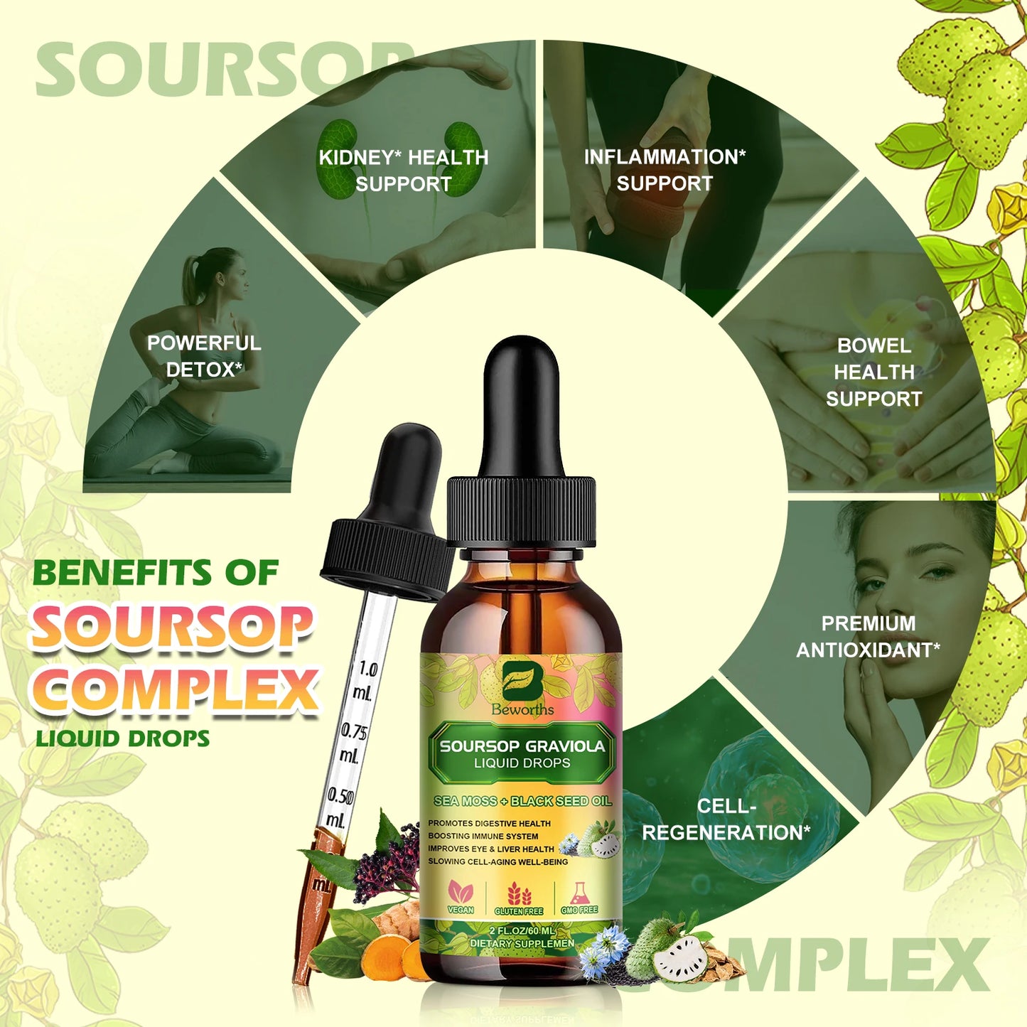 Beworths Soursop Graviola Extract Drops for Immunity and Kidney Health