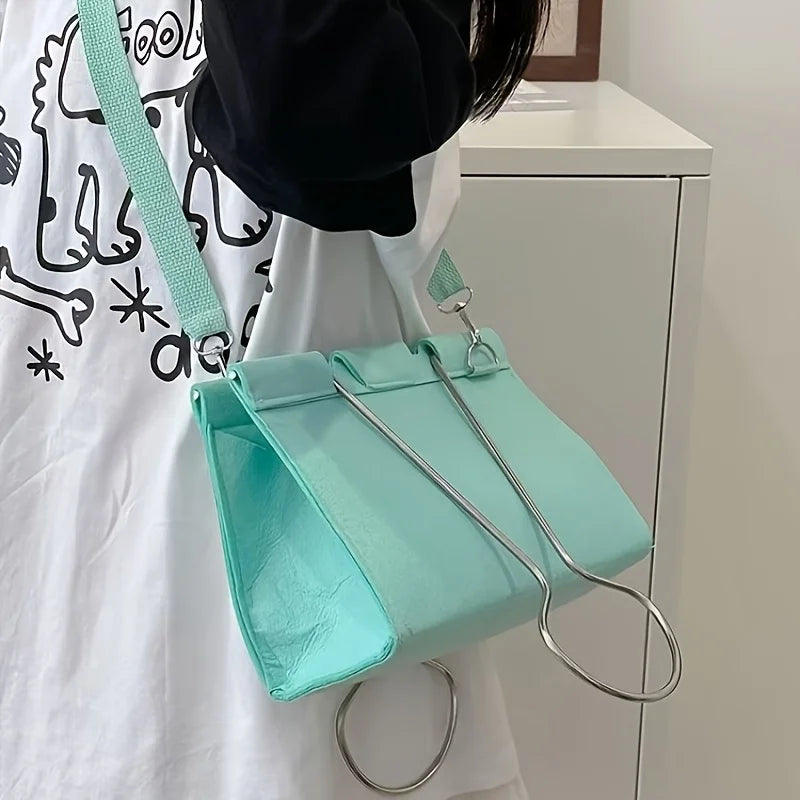 1pc Pink/Black/Green Clip - Shaped Women's Shoulder Bag, Fashionable Clip - Style Handbag for Daily, Travel & Evening, Ideal Gift