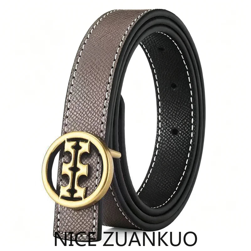 Women's Genuine Leather Slim Waist Belt, High-end Brand Belt, with Letter Fasteners, Suitable for Various Occasions and Fashionable Denim Skirt Dress As A Decorative Belt