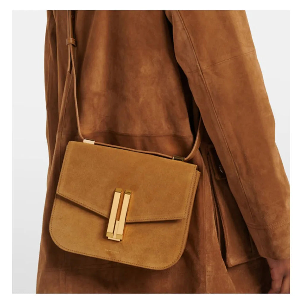 Viral  Vancouver Style Leather Crossbody Bag, Burgundy Minimalist Flap Shoulder Purse, Elegant Casual Work Handbag - Louie's Joint 