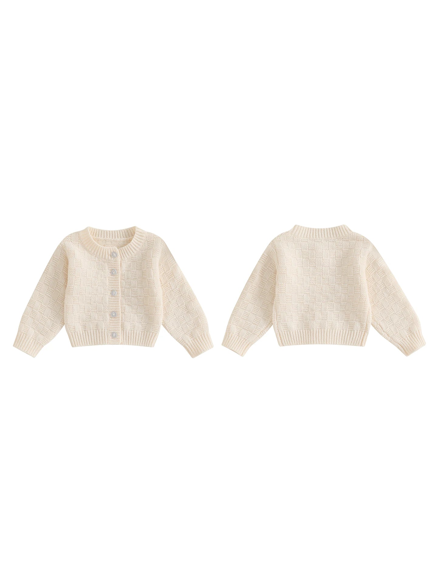 Unisex Kids Cable Knit Long Sleeve Cardigan For Autumn Winter