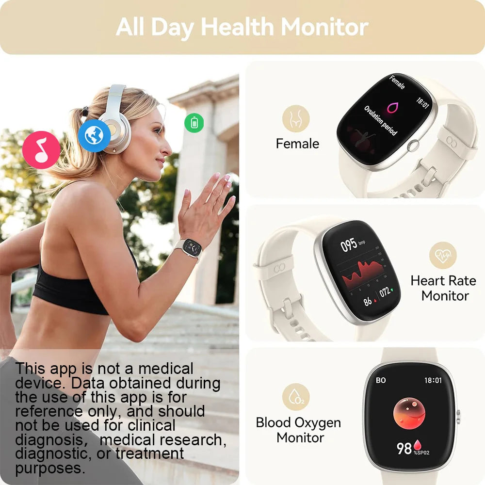 Anyloop Smartwatch Fitness Tracker Sleep Tracking Steps Calorie Counter