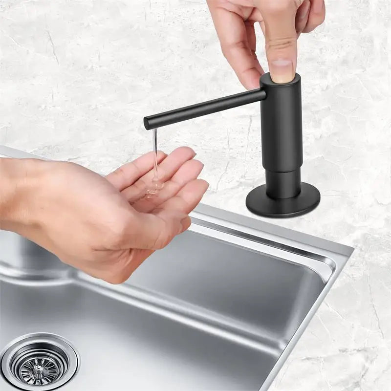 Samodra Black Liquid Soap Dispensers Brass Pump Head With 500ML PE Bottle Build in Dispenser soap For kitchen accessories - Louie's Joint 