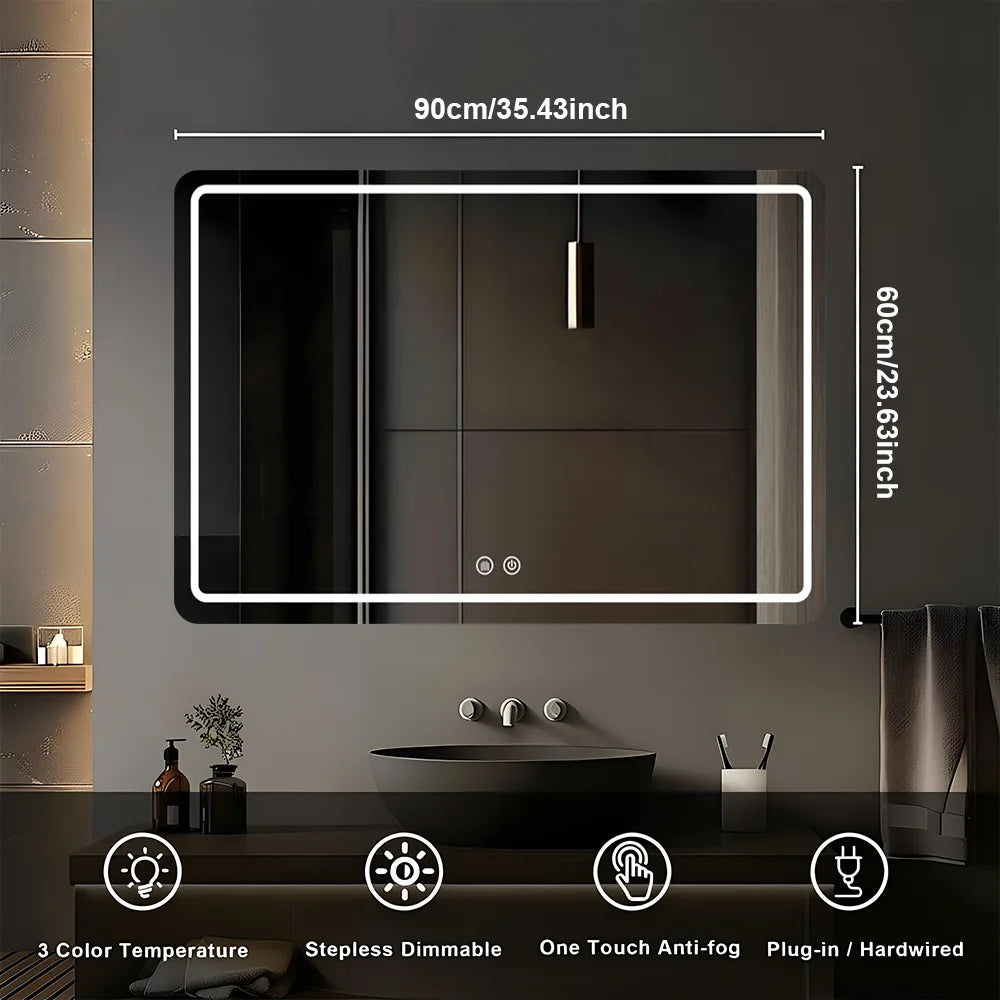 MYGIIVOVO LED Backlit Fogless Vanity Mirror Wall Mounted Demister