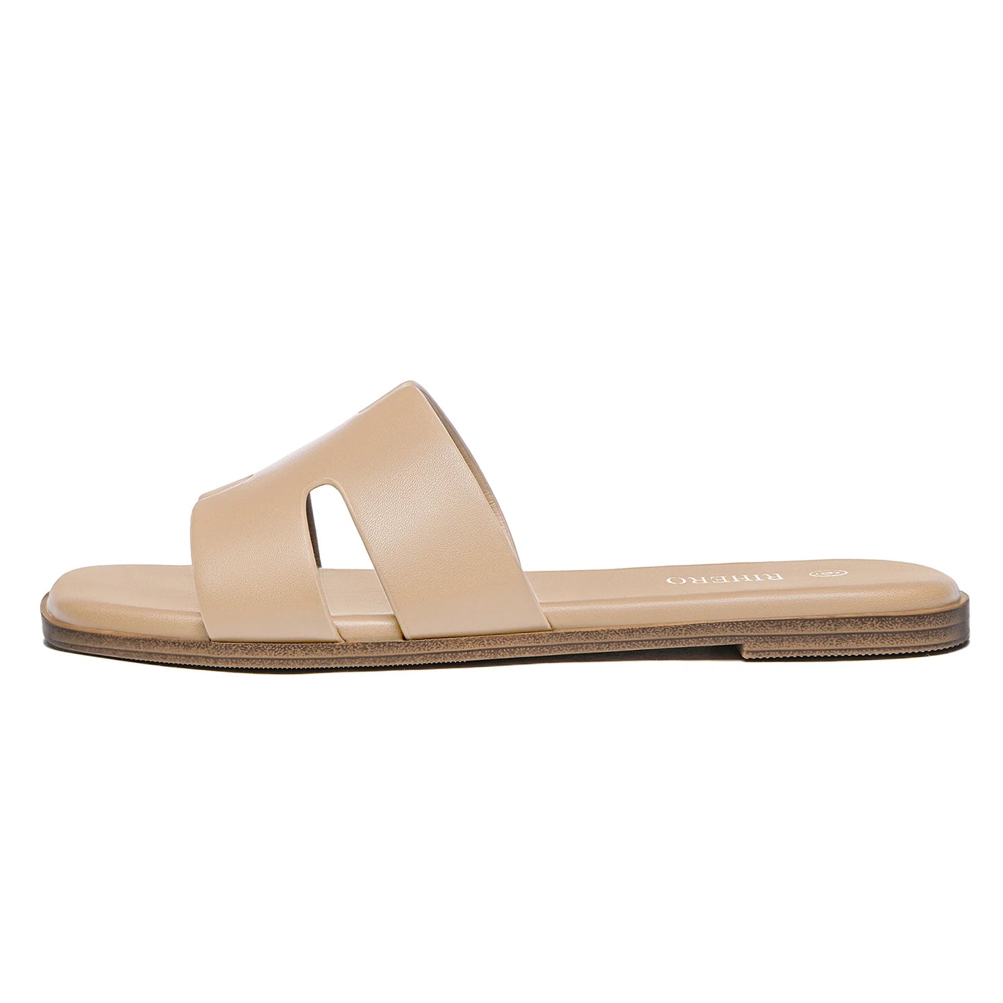 Womens Dressy Flat Sandals Slip On Leather Slides For Everyday Comfort