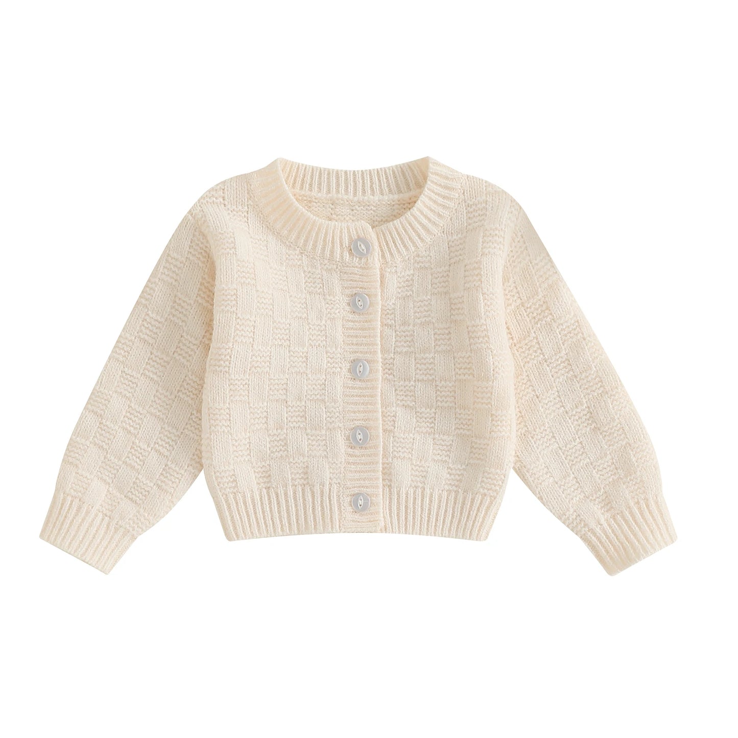 Unisex Kids Cable Knit Long Sleeve Cardigan For Autumn Winter