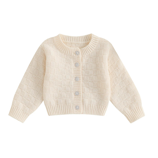 Unisex Kids Cable Knit Long Sleeve Cardigan For Autumn Winter
