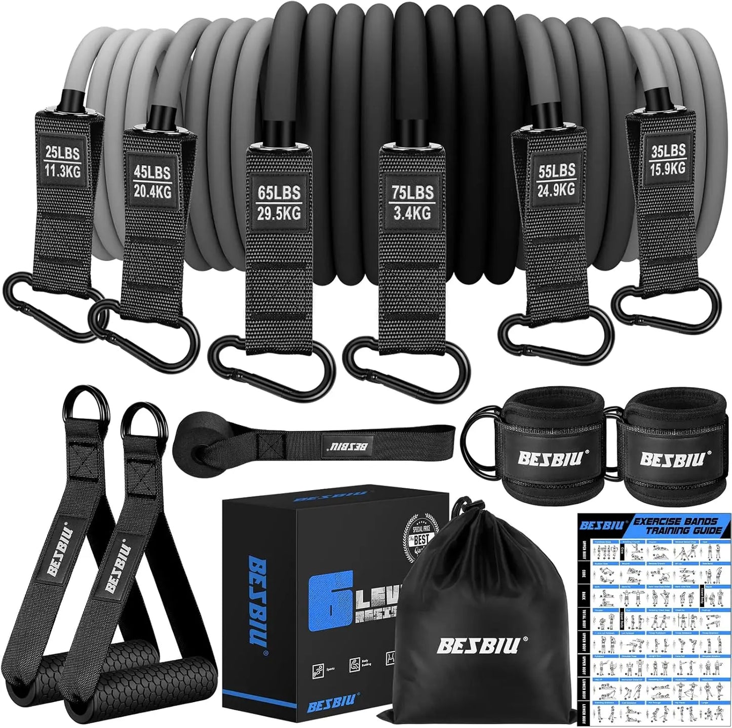 Heavy Resistance Bands Set for Home Gym Strength Training Kit