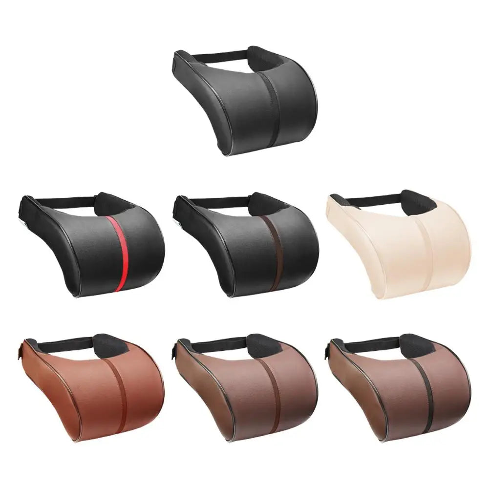 Adjustable Breathable Car Headrest Memory Cotton Car Cushion Leather Neck Pillow Car Waist Pad Automotive Decorative Products - Louie's Joint 