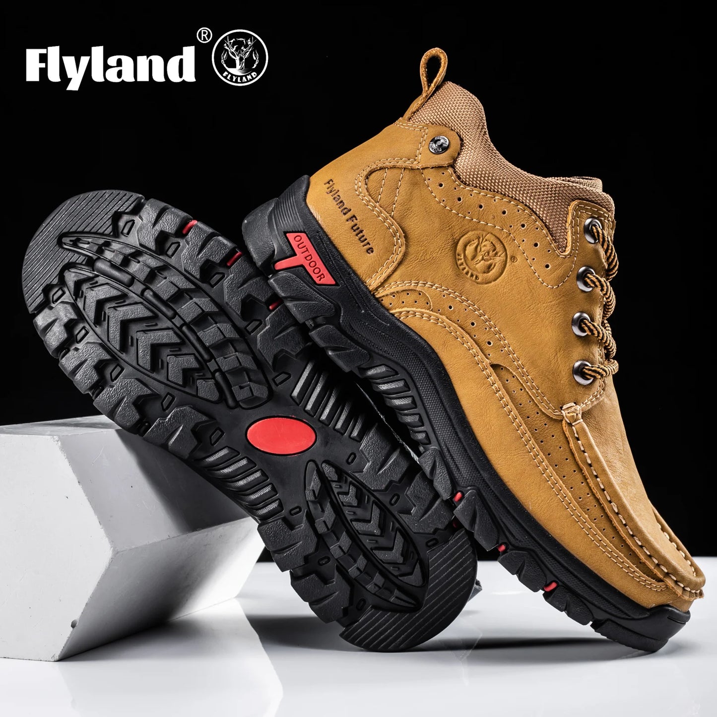 FLYLAND Men'S Fashion Vintage Classical Genuine Faux Leather Handmade Chukka Boots Daily Casual Work Office Shoes