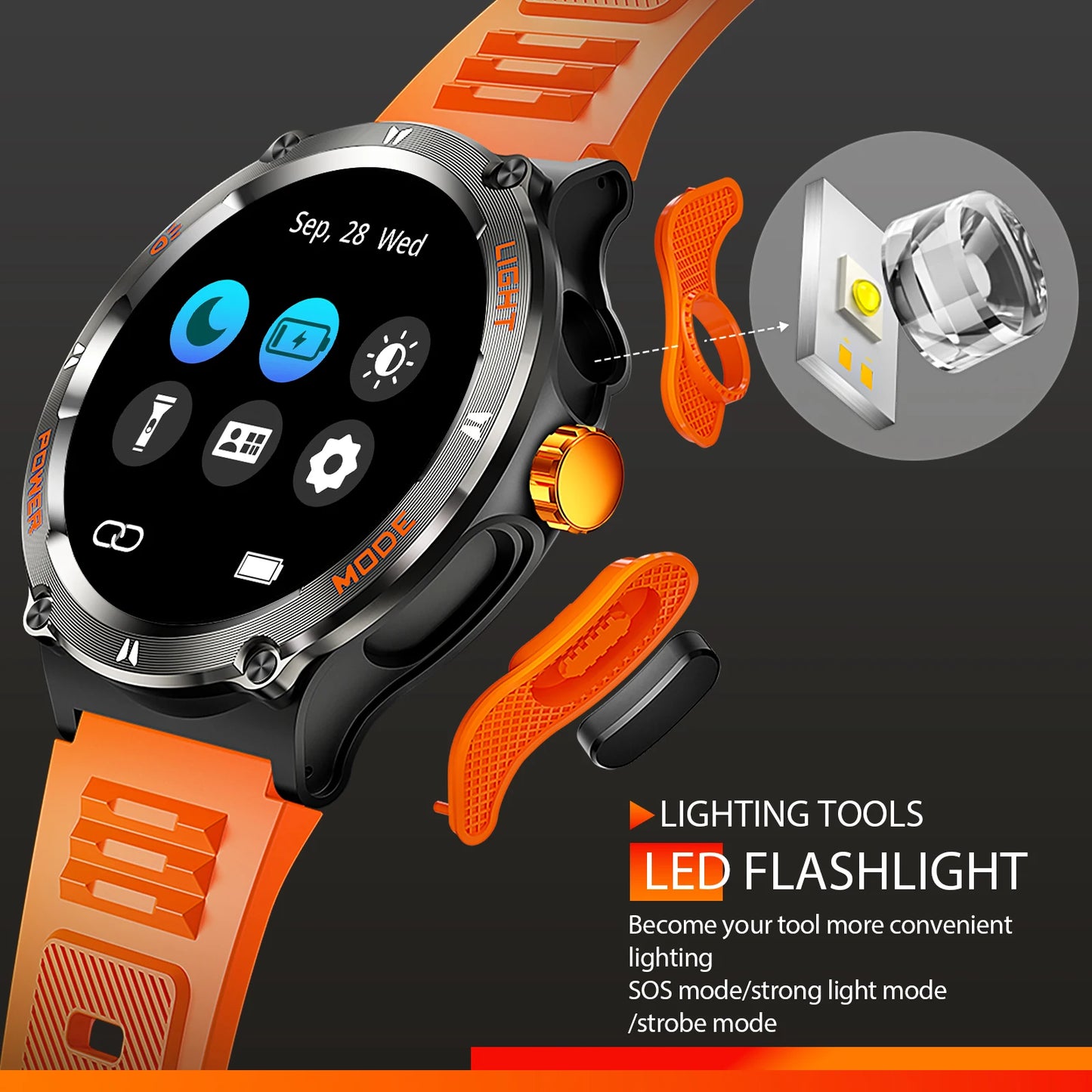 EIGIIS Smart Watch KT76 3ATM Waterproof Compass Heart Rate Bluetooth