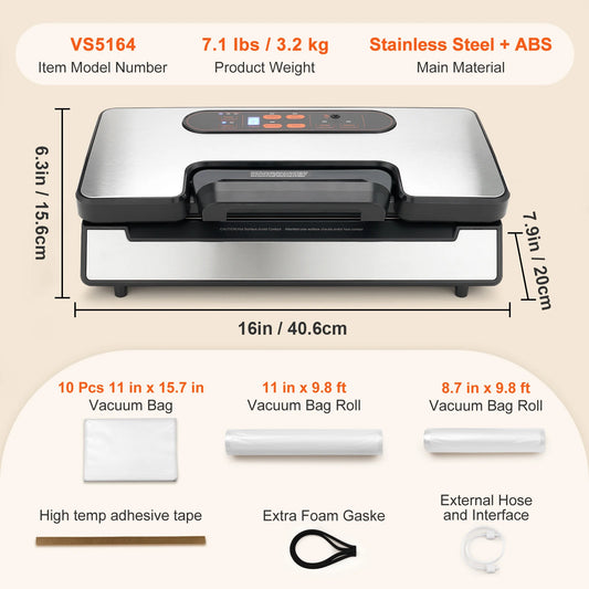 SucceBuy 90Kpa 130W Vacuum Sealer Food Packaging Machine with Free 10pcs Vacuum bags for Household Kitchen Vacuum Food Sealing - Louie's Joint 