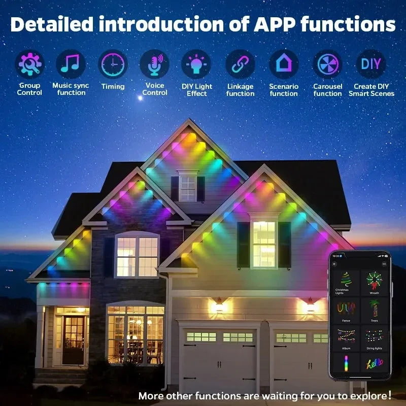 MIMIRGB Outdoor LED Eaves String Lights With APP Control