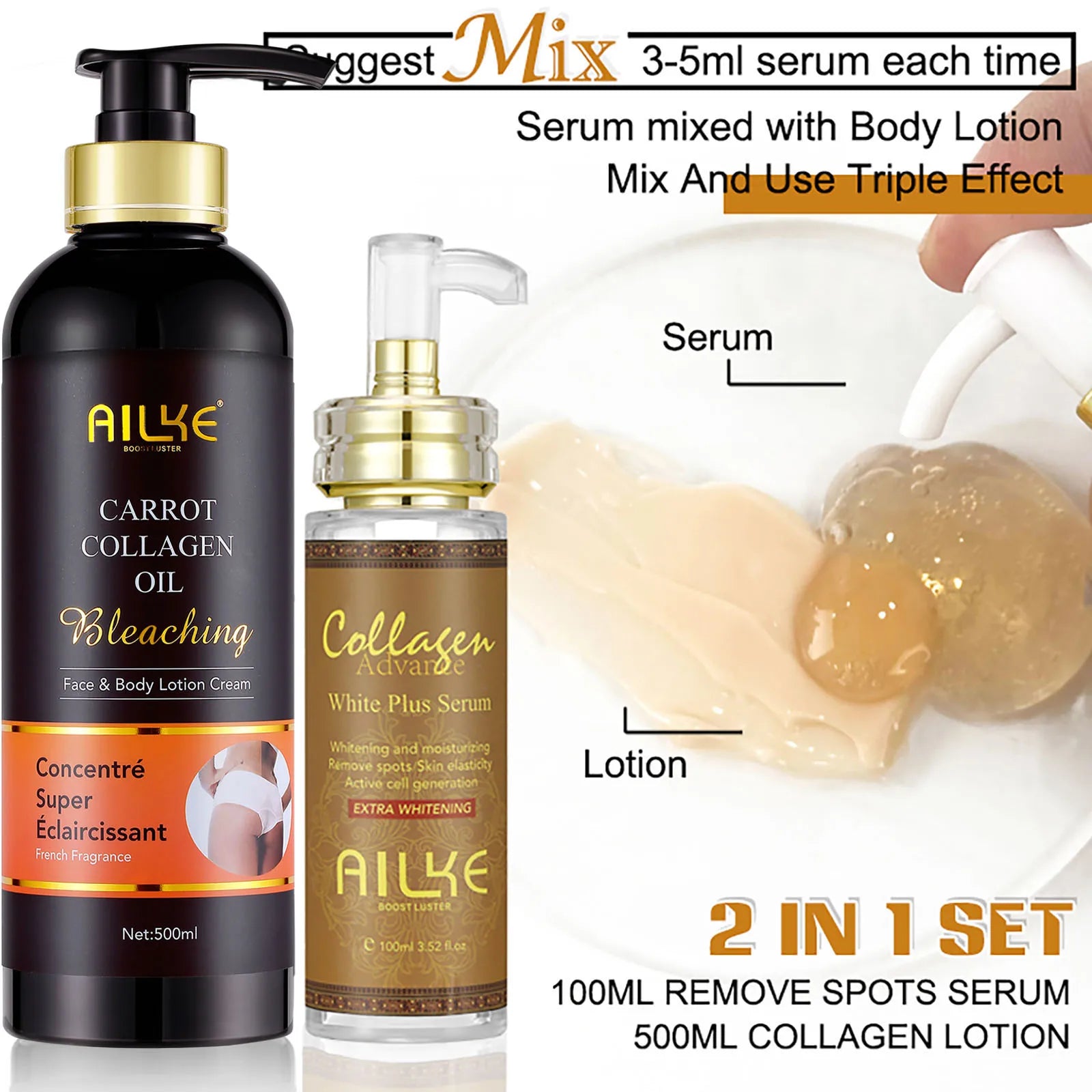 AILKE Skin Whitening Face Serum, Reduce Spots, Moisturizing, Even Skin Tone, With Organic Collagen, Skin Lightening Body Serum - Louie's Joint 