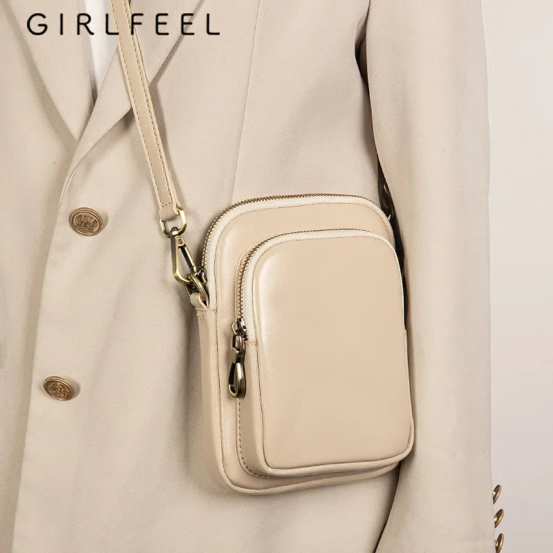 Genuine Leather Handbag For Women Crossbody Tote With Phone Pocket