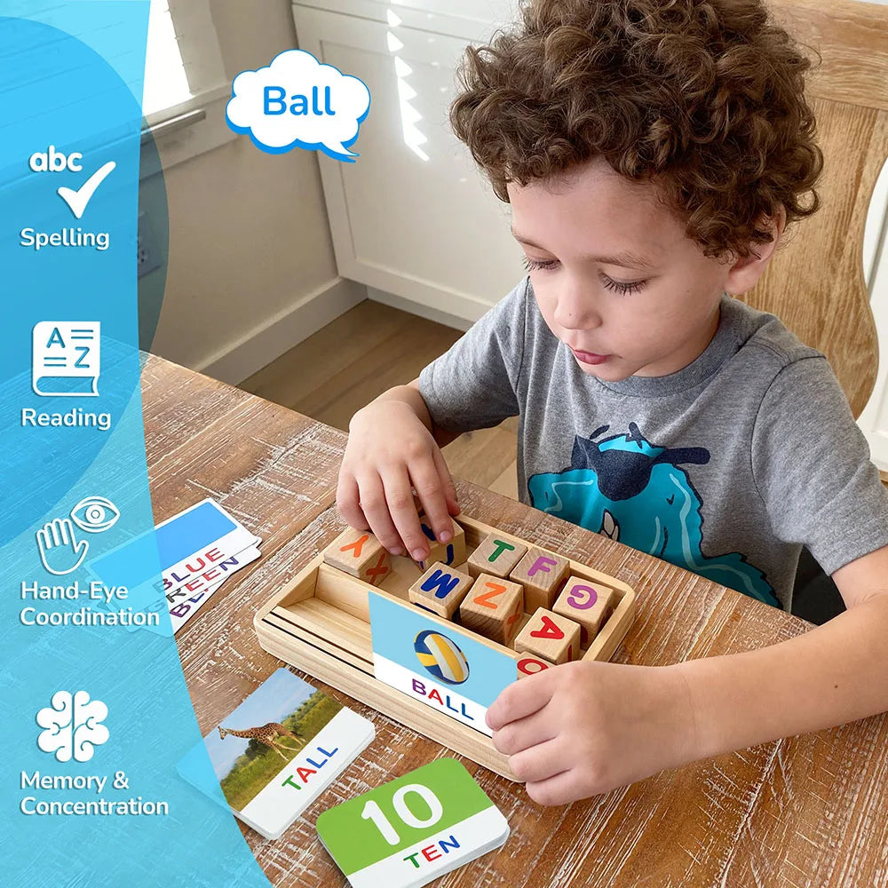 Spelling Games With Flash Cards Montessori Wooden Letter Learning