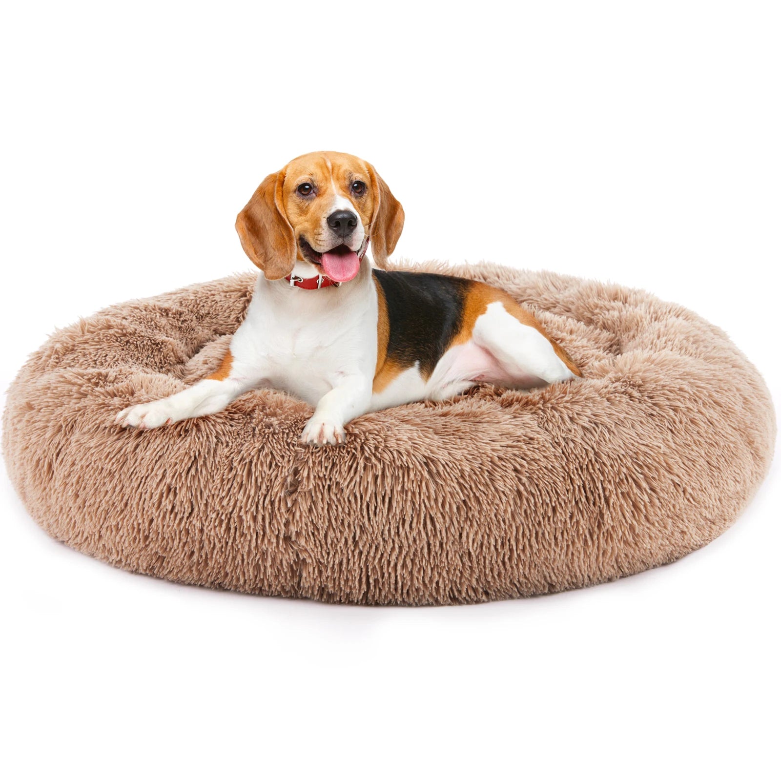 JHK Calming Dog Bed for Medium to Large Dogs Washable Large Pet Bed Anti-Slip Round Fluffy Plush Faux Fur Dog Bed - Louie's Joint 