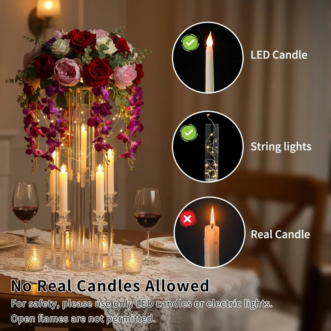 4PCS 5 Arm Candelabra,Clear Centerpiece for Table,Acrylic Centerpiece Stand for Wedding Reception,Candle Holder for Room Decor - Louie's Joint 