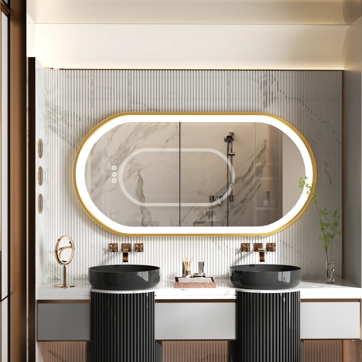 Wisfor Oval LED Bathroom Mirror With Dimmable Anti Fog Lighting