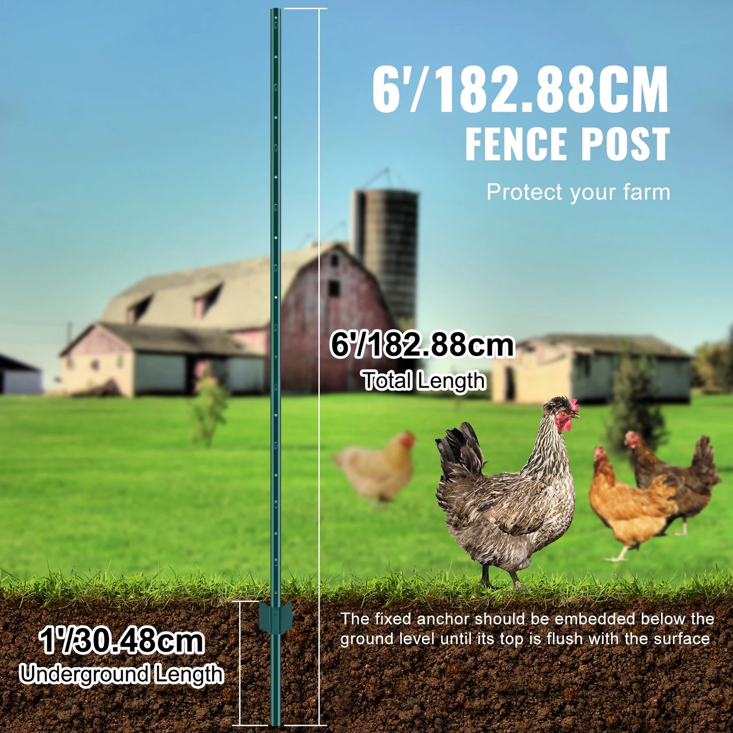 SucceBuy Heavy Duty Fence Post T-Post Steel Stakes For Garden