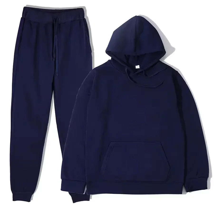Winter Women Tracksuit Two Piece Set With Hooded Sweatshirt