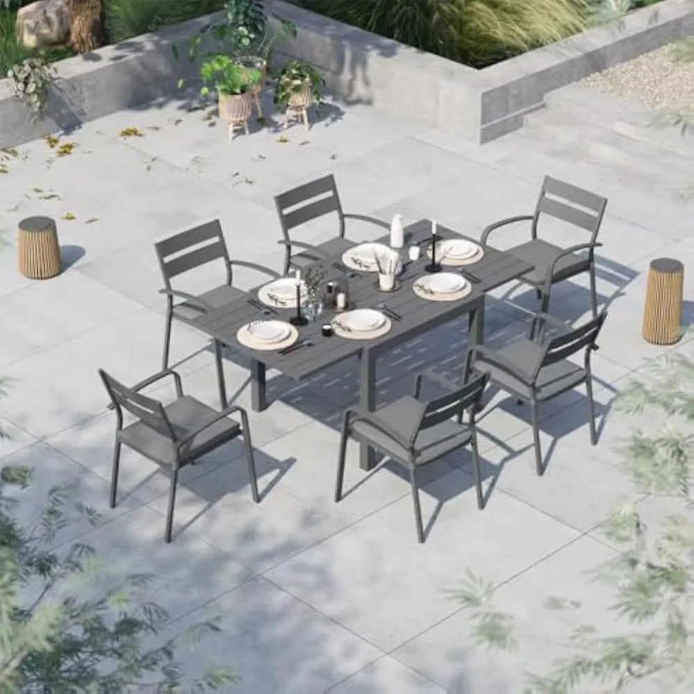 Aluminum Patio Extendable Dining Table 35 to 71 Inches Outdoor