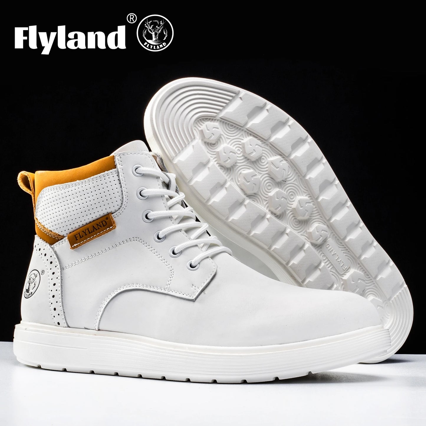 FLYLAND Men's Fashion Vintage Classical Genuine Leather Handmade Chukka Boots Daily Casual Work Office Shoes