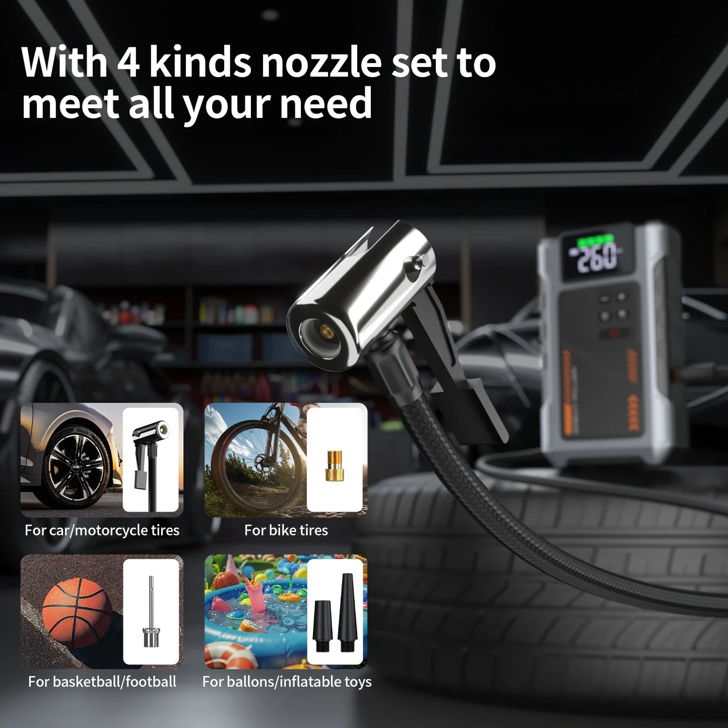 Portable Car Jump Starter With Air Compressor, 3000A Peak(7.5L Gas, 6.5L Diesel) , Jump Starter Battery PackWith150 PSl Tire Inf - Louie's Joint 