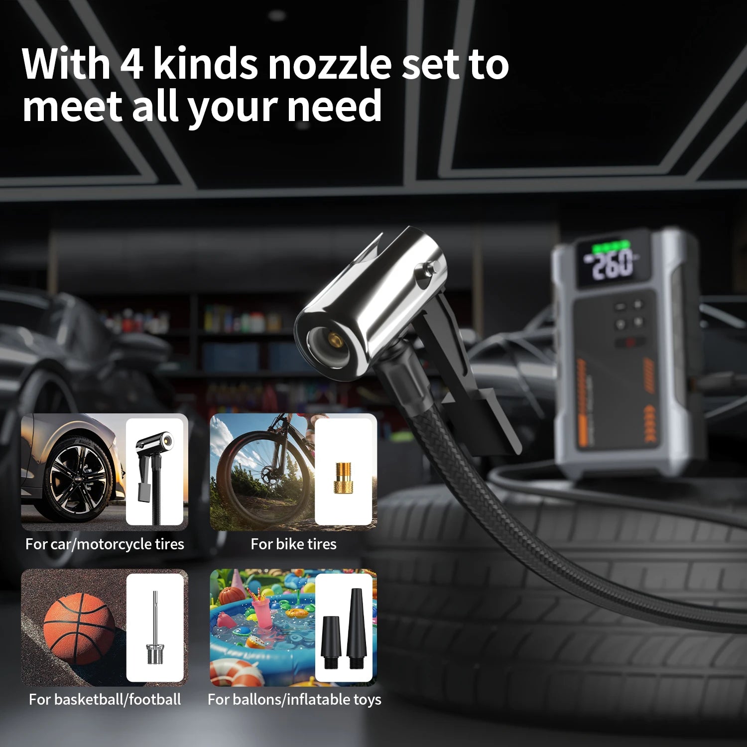 Portable Car Jump Starter With Air Compressor, 3000A Peak(7.5L Gas, 6.5L Diesel) , Jump Starter Battery PackWith150 PSl Tire Inf - Louie's Joint 
